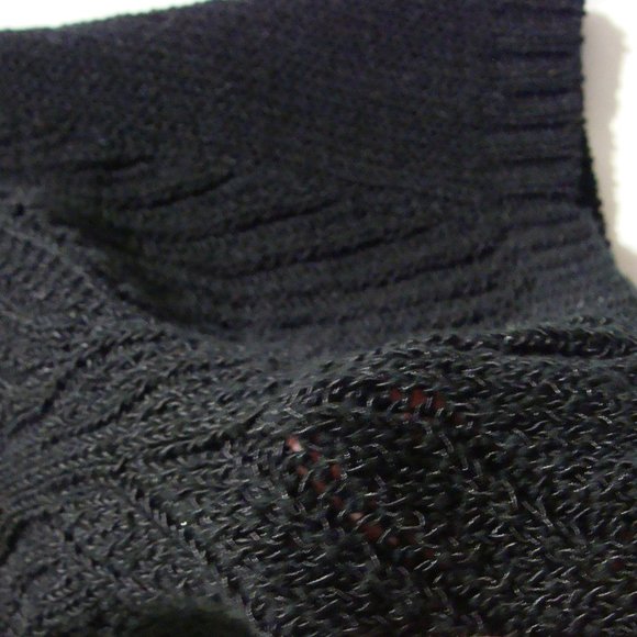 ANN TAYLOR Black Sleeveless CHUNKY Open Knit SCOOP Neck SWEATER Tank Sz XS - Picture 3 of 5